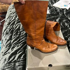 Brown leather born boots